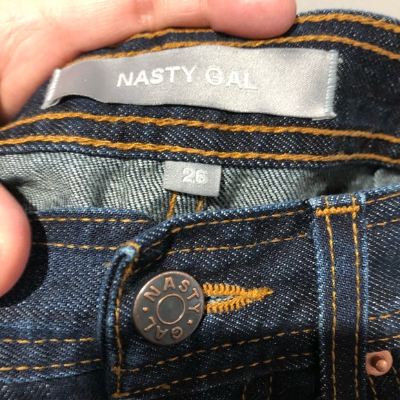 Nasty Gal Raw Hem High Rise Wide Leg Jeans Size 26 - Picture 7 of 7